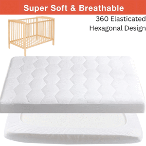 Baby Cot Mattress Protector Microfiber in Hexagonal Design 360 Elasticated Ultra Soft Breathable Machine Wash Noiseless for Toddlers Mattress Topper Protector Bed Sheet Kids Bedding Hypoallergenic - Image 6